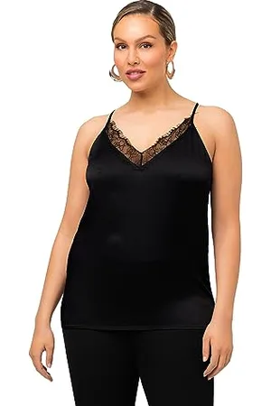 Ulla Popken Top mit Spitze am Ausschnitt T-Shirt, , 48-50 Donna