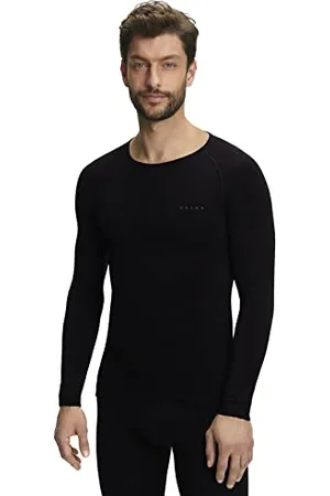 Falke Warm Round Neck M L/S SH filo funzionale asciugatura rapida 1 pezzo, Maglia Uomo, (Black 3000), L