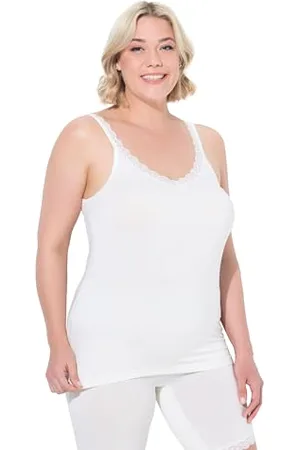 Ulla Popken Unterhemd, Spitze, Bambus, Hautfreundlich Canottiera, , 52/54 IT Donna