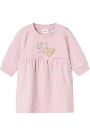 NAME IT Nbfsinda LS Sweat Dress Bru Vestito Felpato, Colore: Rosa, 80 Bimba