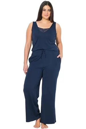 Ulla Popken Jumpsuit, Spitze, V-Ausschnitt, Ärmellos Tuta, Dettagli in Pizzo, , 46-48 Donna