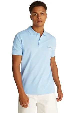 Calvin Klein Uomo Maglietta Polo Maniche Corte Monologo Regular Fit, Blu ( Bell), L