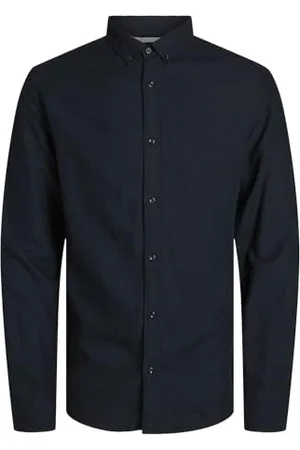 JACK & JONES Jprccmaze-Maglietta in Lino, con Bottoni, L/S Camicia a Maniche Lunghe, , XL Uomo