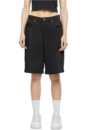 Urban classics Ladies Cotton Cargo Bermuda Pantaloncini, Black, 32 Donna