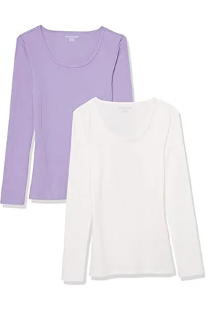Amazon Maglione a Costine con Scollo Rotondo dalla vestibilità Aderente (Disponibile in Taglie Forti) Donna, Pacco da 2, , XXL