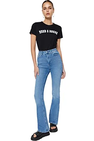 Trendyol Damen Gerade Fackel Hohe Taille Jeans, , 46 da Donna