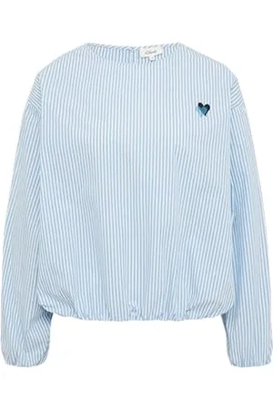 QS by s.Oliver 2161033 Camicia a Maniche Lunghe, Blu, 44 Donna
