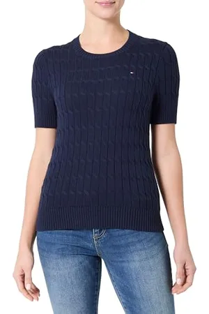 Tommy Hilfiger Pullover Donna Pullover in Maglia, Blu (Dark Night Navy), M