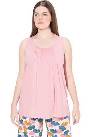 Ulla Popken Pyjama Shirt Sleeveless Pintucks Pigiama Senza Maniche, , 52/54 IT Donna