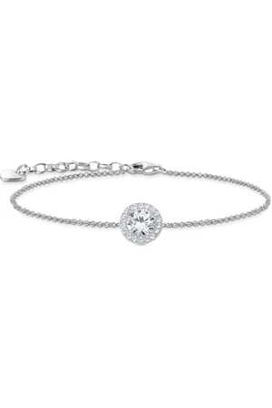Thomas Sabo Bracciale con ciondolo Halo e pietre bianche in argento 925 riciclato, 16-19 cm, A2166-051-14-L19V, L19V, Argento sterling, Zirconia cubica