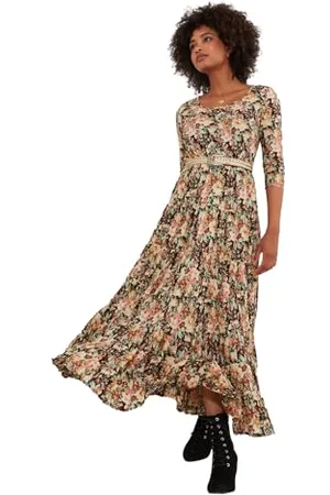 Joe Browns Muted Floral Relaxed Fit Crinkle Maxi Dress Vestito Casual, , 42 Donna