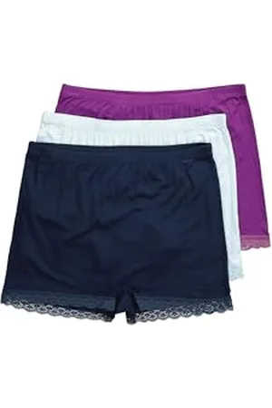 Ulla Popken 3er Panty, Bamboo Lace Slip da 3 Pezzi, Pizzo di bambù, , 46-48 Donna