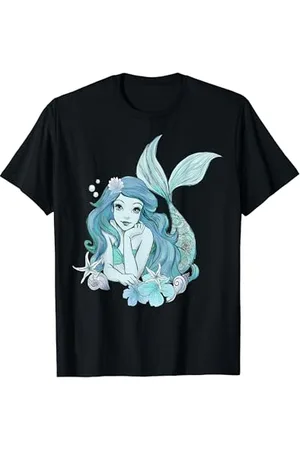 Disney The Little Mermaid Ariel Teal Princess Classic Sketch Maglietta
