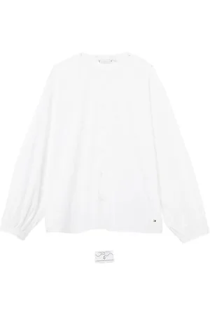 Tommy Hilfiger Donna Blusa V-Neck Balloon Blouse Scollo a V, (TH Optic White), 52