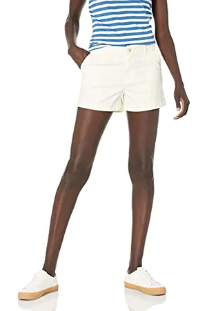 Amazon Pantaloncini Kaki con Cucitura Interna da 9 cm a Vita Medio Alta Donna, , 44