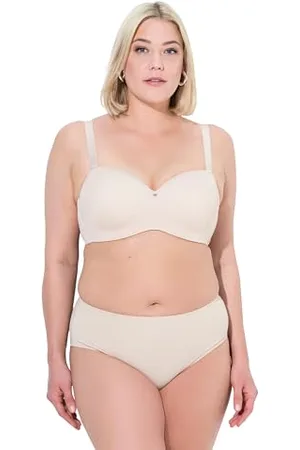 Ulla Popken Multiway-BH, Softcups, Träger Abnehmbar, Cup C-E Reggiseno, Beige, 110C Donna