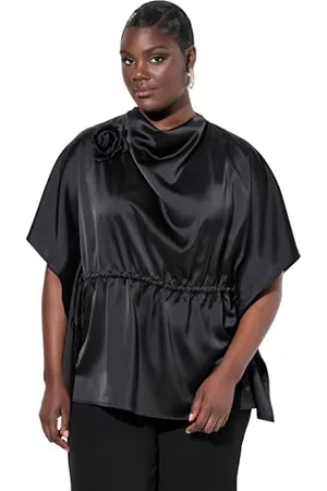 Ulla Popken Shirtbluse mit Übergroßer Rose Camicette, , 52/54 IT Donna