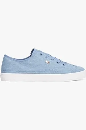 Tommy Hilfiger Washed Canvas Vulc Sneaker Fw0fw08894, Basso Top Donna, Blue (Brisk Blue), 40 EU