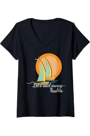 Nautica Donna Stampa realizzata in modo sostenibile Maglietta con Collo a V