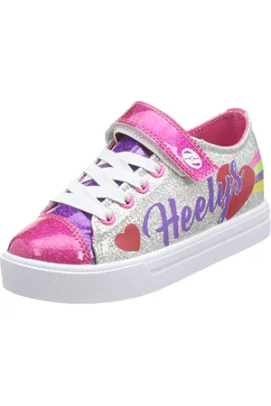 Heelys Snazzy X2, Scarpe da Ginnastica Bambini e Ragazzi, Cuore Arcobaleno Argento, 30 EU