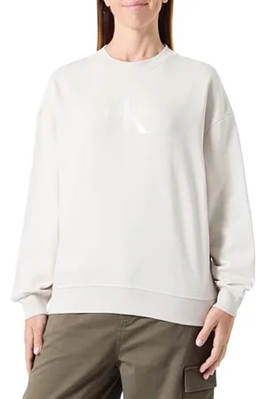 Calvin Klein Glossy MONOLOGO Regular Crewneck Felpa Pullover, , XL Donna