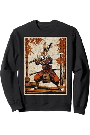 Funny Band Animal Rock Clothing Co. Retro Samurai Coniglio Grafica Guerriero Vintage Arte Giapponese Felpa