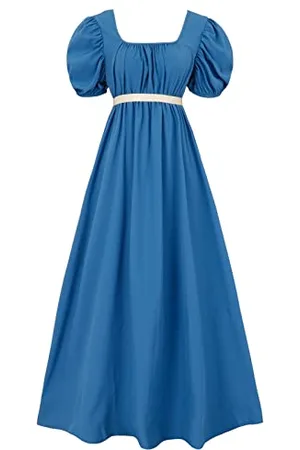 Hequ Regency Abiti da Donna con Abito in Raso con Volant Impero in Vita (M, )