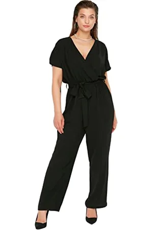 Trendyol Tuta da Donna in Tessuto Tinta Unita Plus Size Salopette, , 74