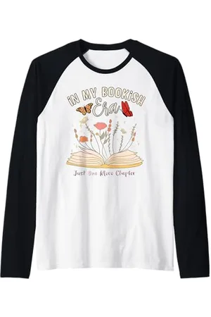 Bibliophile Book Lovers Book Blogger Tees In My Bookish Era Book Lover, maglietta con libro aperto e fiori Maglia con Maniche Raglan