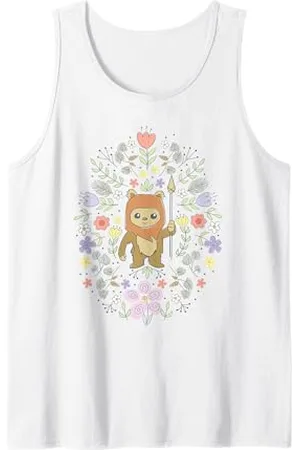 STAR WARS Cute Ewok Spring Flowers Pastel Color Big Logo Canotta