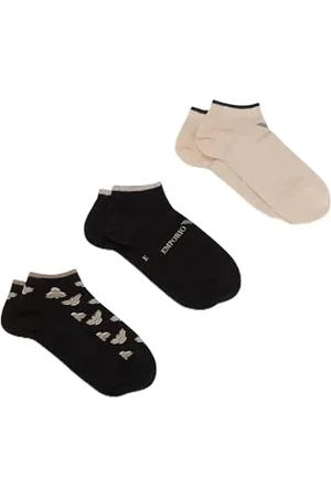 Emporio Armani 3-Pack Socks Inside Calzini, Plaza/Allover Nero, Taglia Unica Uomo