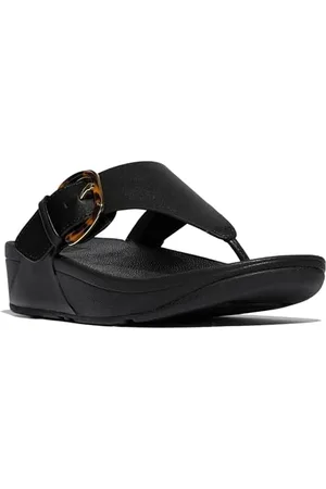 FitFlop Lulu Resin-Buckle Leather Toe-Post Sandals, Sandali Donna, , 42 EU
