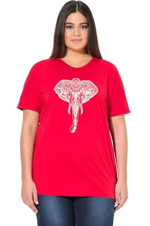Ulla Popken Mit Tierchendruck, T-Shirt con Stampa Animalier Oversize, , 60/62 IT Donna