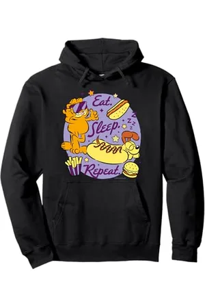 Garfield Mangiare dormire ripetere Katze Felpa con Cappuccio