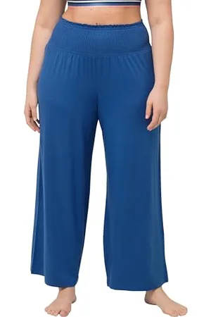 Ulla Popken Marlenehose, Gamba Larga, Ampia Fascia Elastica 810126 Pantaloni, , 36W x 32L Donna