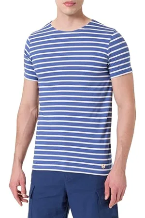 Armor.lux Armor Lux Marinière Manches Courtes col Rond en Coton Léger Héritage Homme T-Shirt, , L Uomo