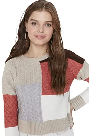 Trendyol Girocollo Colorblock Regolare Maglione Maglia di Tuta, , M Donna