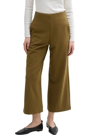 TOM TAILOR 1042304 Culotte-Pantaloni a Vita Alta, Golden Olive Green 10370-Gioco in Scatola, L Donna