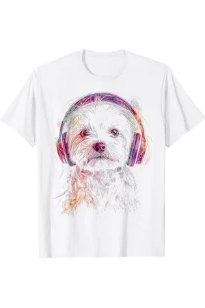 DogtastiQ Cuffia musicale maltese con motivo cane maltese Maglietta