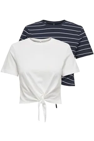 ONLY Onlmay Life S/S Short Knot Top Box 2 Pack T-Shirt, , M Donna