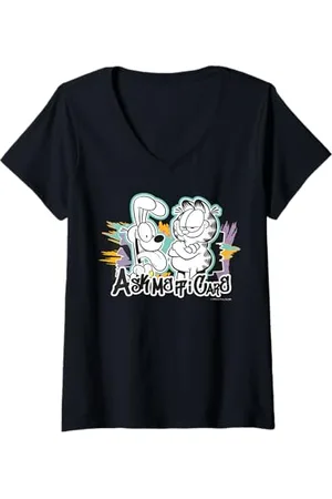 Garfield Donna - Streetwear Ask Me If I Care Odie Maglietta con Collo a V