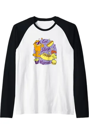 Garfield Mangiare dormire ripetere Katze Maglia con Maniche Raglan