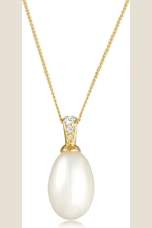 Elli Collana Süßwasserzuchtperle Diamant (0.05 ct) 585 Gelbgold