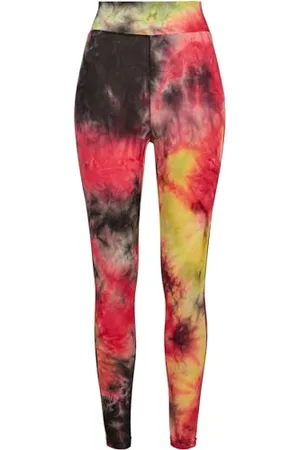 Urban classics Ladies Tie Dye High Waist Leggings, Rosa Scuro/Nero, XS Donna