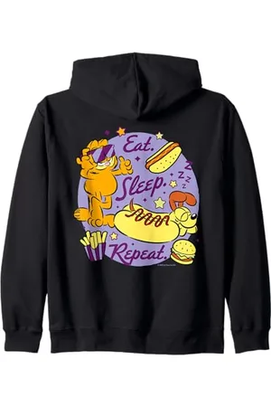 Garfield Mangiare dormire ripetere Katze Felpa con Cappuccio