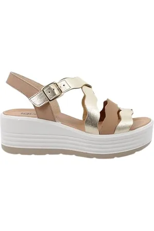 IGI&CO D.CLEA, Sandali con Zeppa Donna, PLATINO-Beige, 41 EU