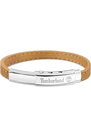 Timberland Amity TDAGB0001602 - Bracciale da uomo in acciaio INOX e pelle , lunghezza: 18 cm + 10 cm, 28, Acciaio inossidabile Pelle, Nessuna pietra preziosa