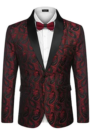 Coofandy Giacca da Smoking da Uomo, Motivo Floreale, Scialle con Risvolto, Giacca Blazer per Cena, Ballo di fine Anno, Matrimonio, , XX-Large