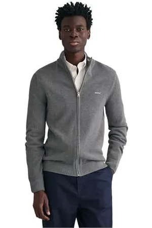 GANT Cardigan in piqué con Cerniera Maglione, , XXL Uomo