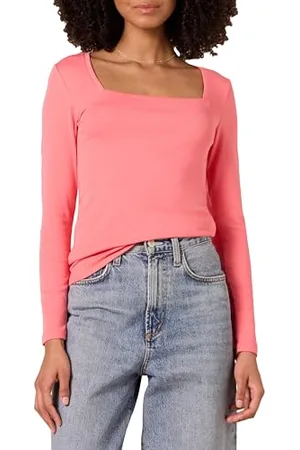 Amazon T-Shirt Aderente con Scollo Quadrato A Maniche Lunghe Donna, , XS